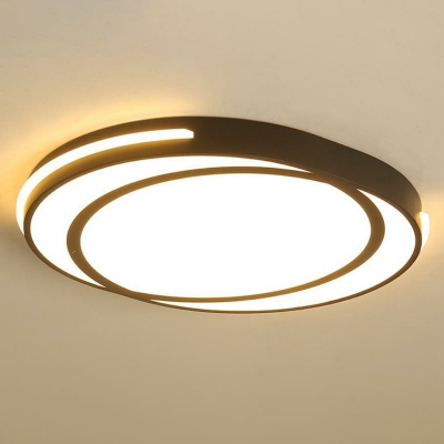 Black Geometric LED Ceiling Light Fixture Minimalist Acrylic Flush-Mount Light for Bedroom