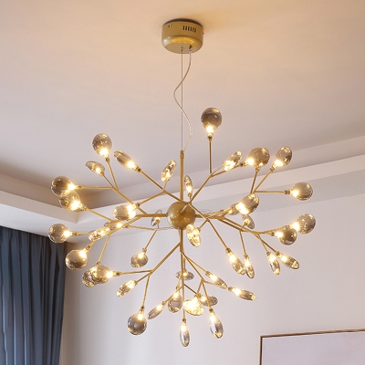 Branched Firefly Living Room Chandelier Lighting Glass Minimalist LED Pendant Light