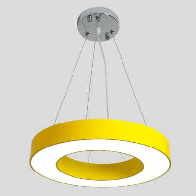 Circular LED Chandelier Light Fixture Kids Style Metal Playroom Suspension Lighting