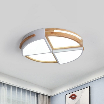 Circular Sector Shaped Flush Lamp Creative Acrylic Wooden LED Flush Mount Ceiling Fixture