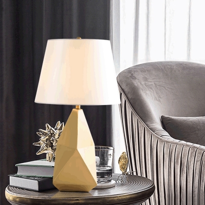 Electroplated Rock Shaped Table Lamp Postmodern Metal Single Gold Night Light with Empire Shade