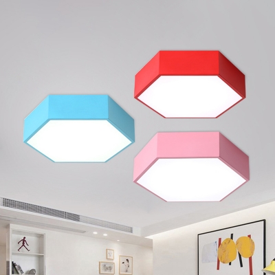 Macaron LED Ceiling Flush Light Hexagon Flush-Mount Light Fixture with Acrylic Shade
