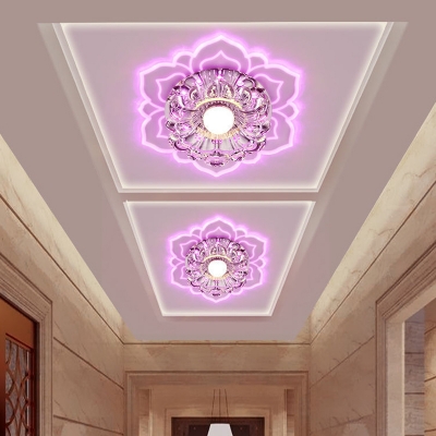 Minimalist Bloom Flush Ceiling Light LED Clear Crystal Flush Mount Lighting Fixture