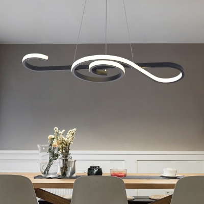 Modern Musical Note Chandelier Metallic Dining Room LED Suspended Lighting Fixture