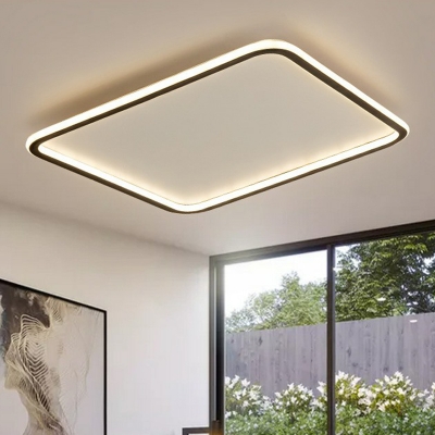 Ultra Thin Ceiling Flush Mount Light Minimalist Acrylic Black LED Rectangle Flushmount