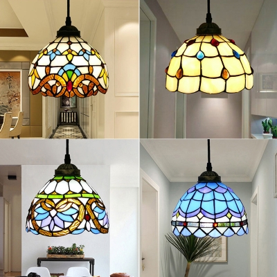 1 Light Hanging Pendant Baroque Jeweled, Stained Glass Ceiling Light Fixtures