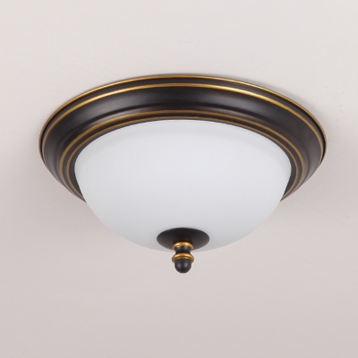 Bowl Shade Opal Glass Flush Lighting Rustic Corridor LED Flush Ceiling Light Fixture