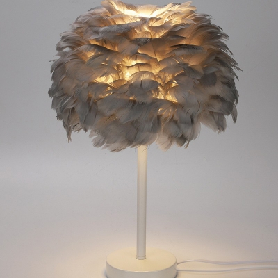 Feather Blooming Rose Night Lamp Nordic 1 Head Standing Table Light for Girls Bedroom