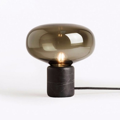 Glass Alien Nightstand Lamp Postmodern 1 Head Black Table Lighting with Cylinder Marble Base