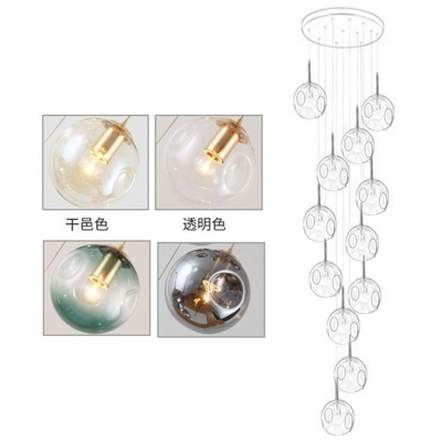 Inverted Cup Shaped Kitchen Pendant Lamp Dimpled-Glass Contemporary Multi Light Ceiling Light