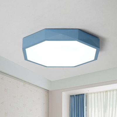 Metal Octagon Flushmount Lighting Macaron LED Ceiling Light with Acrylic Diffuser