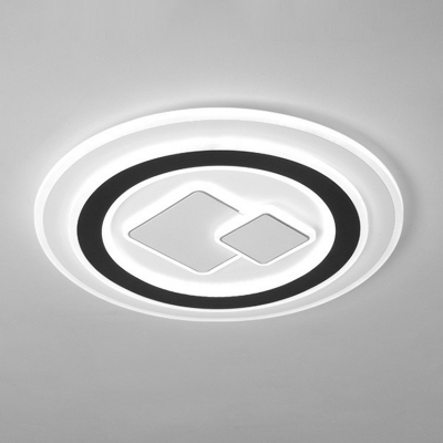 Modern LED Disc Flush Mount Ceiling Lamp Acrylic Bedroom Ultrathin Flush Light in Black
