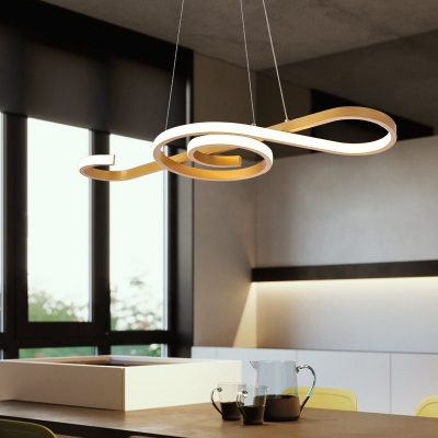 Modern Musical Note Chandelier Metallic Dining Room LED Suspended Lighting Fixture