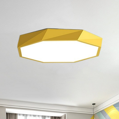 Polygon Metal LED Flush-Mount Light Fixture Macaron Flush Mount Ceiling Light for Bedroom