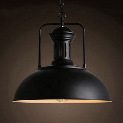 Single-Bulb Hanging Lamp Vintage Pot Lid Metal Lighting Pendant Fixture for Restaurant