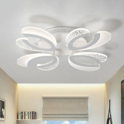 Acrylic Floral Flush Ceiling Light Fixture Modern White LED Semi-Flush Mount for Living Room