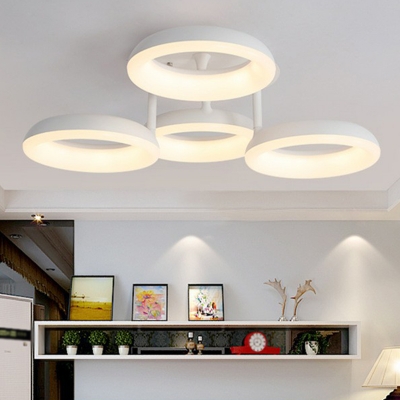 Acrylic Loop Shaped Semi Mount Lighting Simplicity White LED Close to Ceiling Light