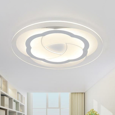 Acrylic Ultrathin Flush-Mount Light Fixture Modern Clear LED Floral Ceiling Mount Lamp