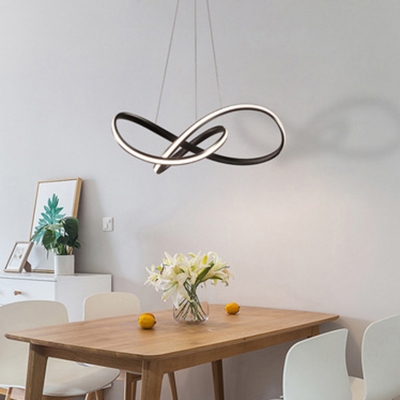 Artistry Twist Chandelier Lighting Metallic Dining Room LED Suspension Pendant Light