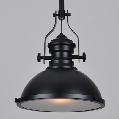 Black Pot Lid Ceiling Light Industrial Metal Single Restaurant Hanging Pendant Light