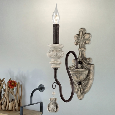 Candlestick Dining Room Wall Light Countryside Resin Black-Gold Sconce Light Fixture