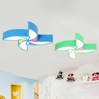 Cartoon LED Flush Mounted Light Fixture Colorful Pinwheel Ceiling Lamp with Acrylic Shade