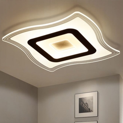 Clear Ultrathin Wavy Ceiling Mount Light Modern LED Acrylic Flush Mount Light Fixture