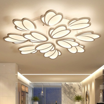Flower Acrylic LED Ceiling Mount Lamp Contemporary White Semi-Flush Mount Light Fixture