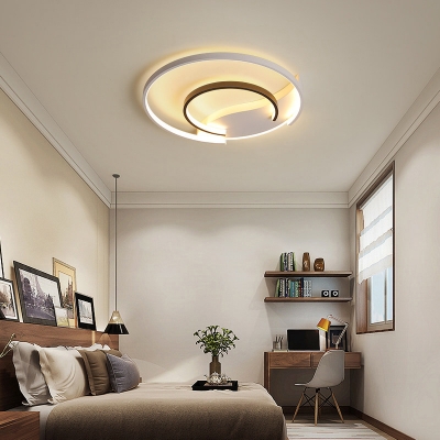 Geometric Loop Shaped Ceiling Lamp Simplicity Metal Black and White LED Flush Mount