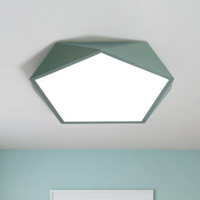 Pentagon Shape LED Flush Mount Ceiling Fixture Macaron Metal Bedroom LED Flushmount Light