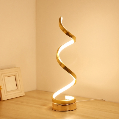 Spiral Acrylic Night Table Light Modern Integrated LED Nightstand Lamp for Bedroom