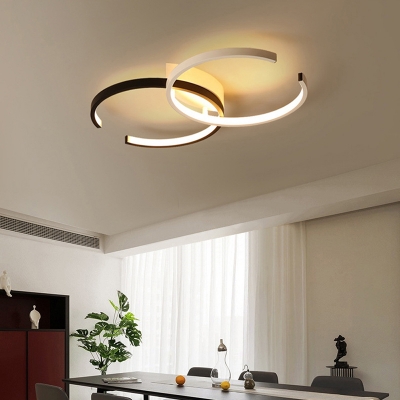 Acrylic Double C LED Ceiling Lamp Minimalism Black and White Flush-Mount Light Fixture