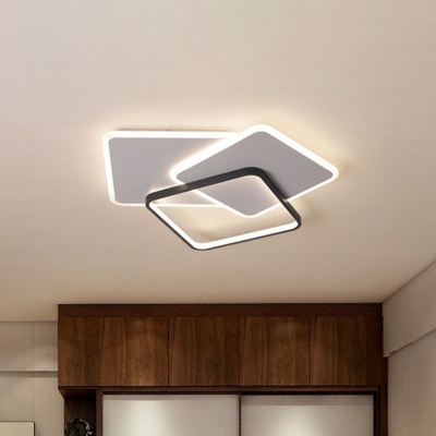 Acrylic Multi-Square LED Flush Mount Light Contemporary Black-White Ceiling Flush Light
