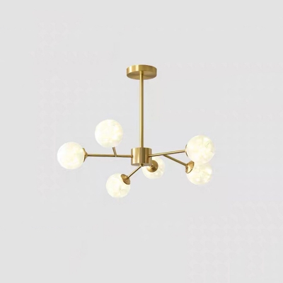 Ball Glass Branched Chandelier Postmodernism Brass LED Pendant Lighting for Dining Room