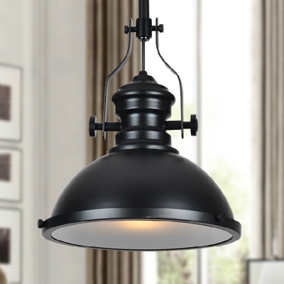 Black Pot Lid Ceiling Light Industrial Metal Single Restaurant Hanging Pendant Light