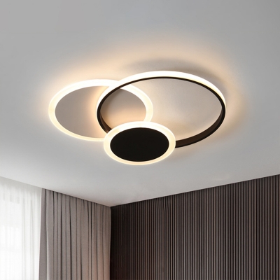 Black-White Geometric Ceiling Flush Modern Acrylic LED Layered Flush Mounted Lamp