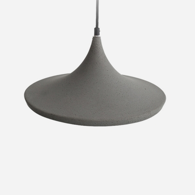 Cement Trumpet Flared Shaped Pendant Lighting Industrial 1-Light Restaurant Ceiling Lamp in Grey
