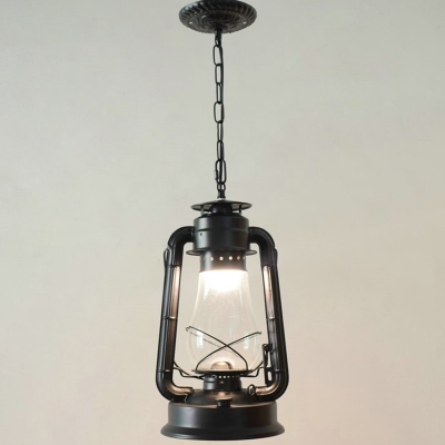 Clear Glass Kerosene Ceiling Pendant Rustic Single Restaurant Hanging Light Fixture