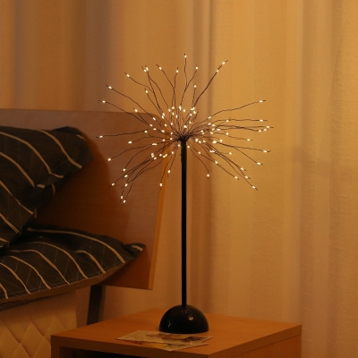 Decorative Firefly LED Table Lamp Metallic Bedroom Night Lighting Ideas in Black