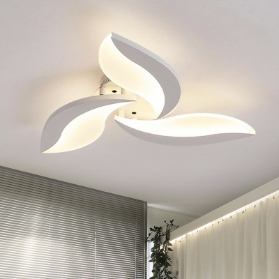Leaf LED Flush Mount Ceiling Light Fixture Contemporary Acrylic Living Room Semi Flush Mount in White