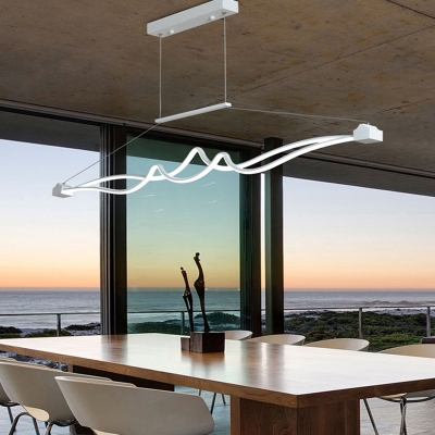 Line Art Mountain Shaped Island Pendant Light Minimalistic Aluminum LED Hanging Light Fixture