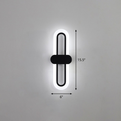 Black Elliptical LED Wall Lamp Fixture Minimalism Acrylic Wall Sconce for Bedroom