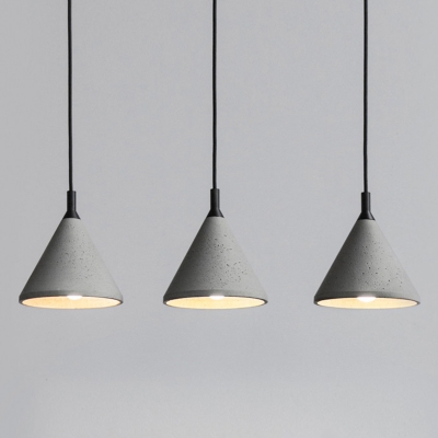 Cone Hanging Lamp Simplicity Cement Single-Bulb Dining Room Ceiling Lighting in Grey