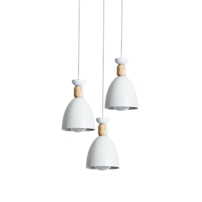 Cup Shaped Dining Room Pendulum Light Metal 3 Lights Minimalist Cluster Pendant in White