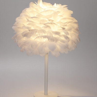 Feather Blooming Rose Night Lamp Nordic 1 Head Standing Table Light for Girls Bedroom