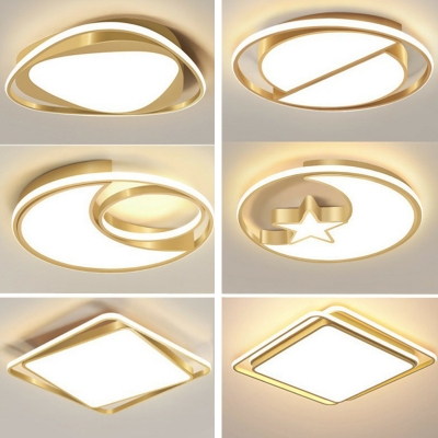 Gold Geometry Flush Mount Ceiling Fixture Minimalist LED Acrylic Flushmount Lighting