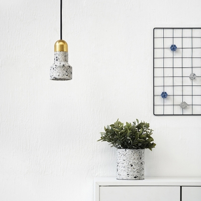 Grenade Shaped Small Pendant Lamp Nordic Terrazzo 1-Light Living Room Hanging Light Fixture