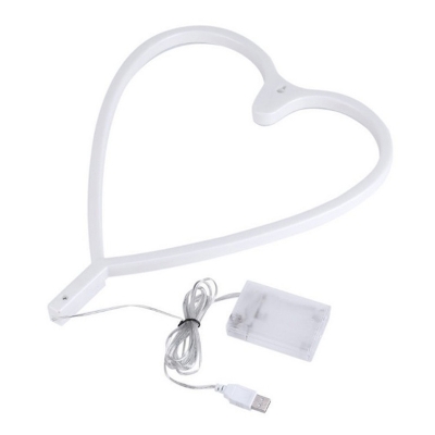 Loving Heart Wall Night Lamp Minimalist Plastic White Battery LED Festive Light for Room
