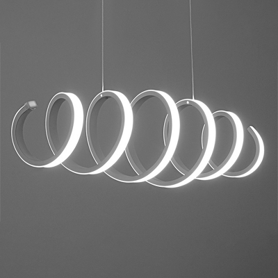 Metal Swirling Island Lamp Modernist LED White Ceiling Hang Fixture in Warm/White Light