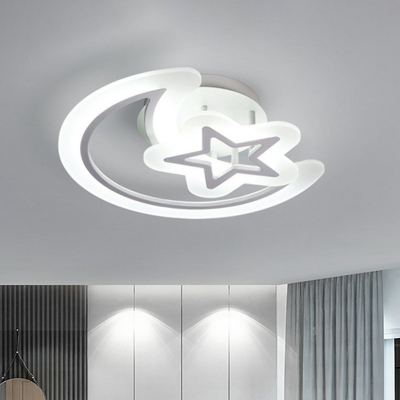 Moon and Star Acrylic Semi Flush Mount Nordic LED Close to Ceiling Light Fixture